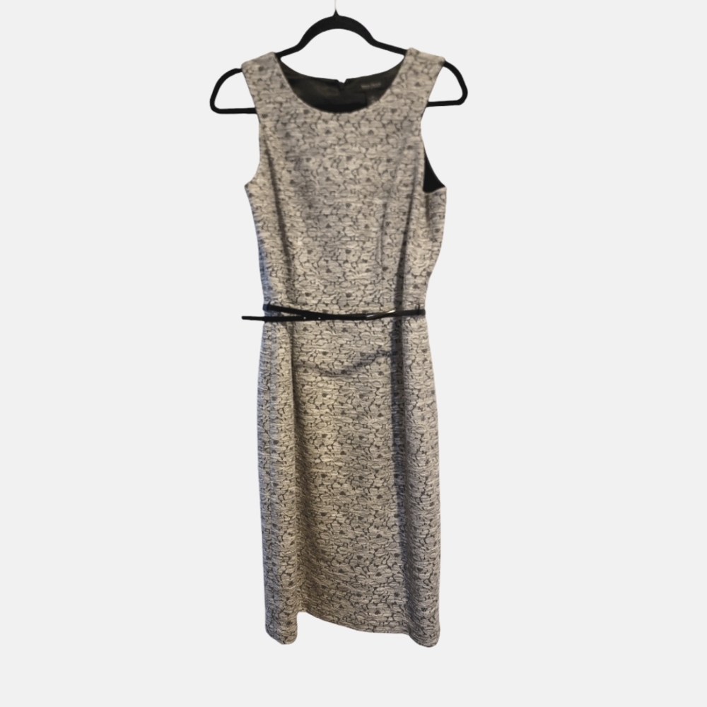 White House Black Market Black and Grey Lace dress Size 10